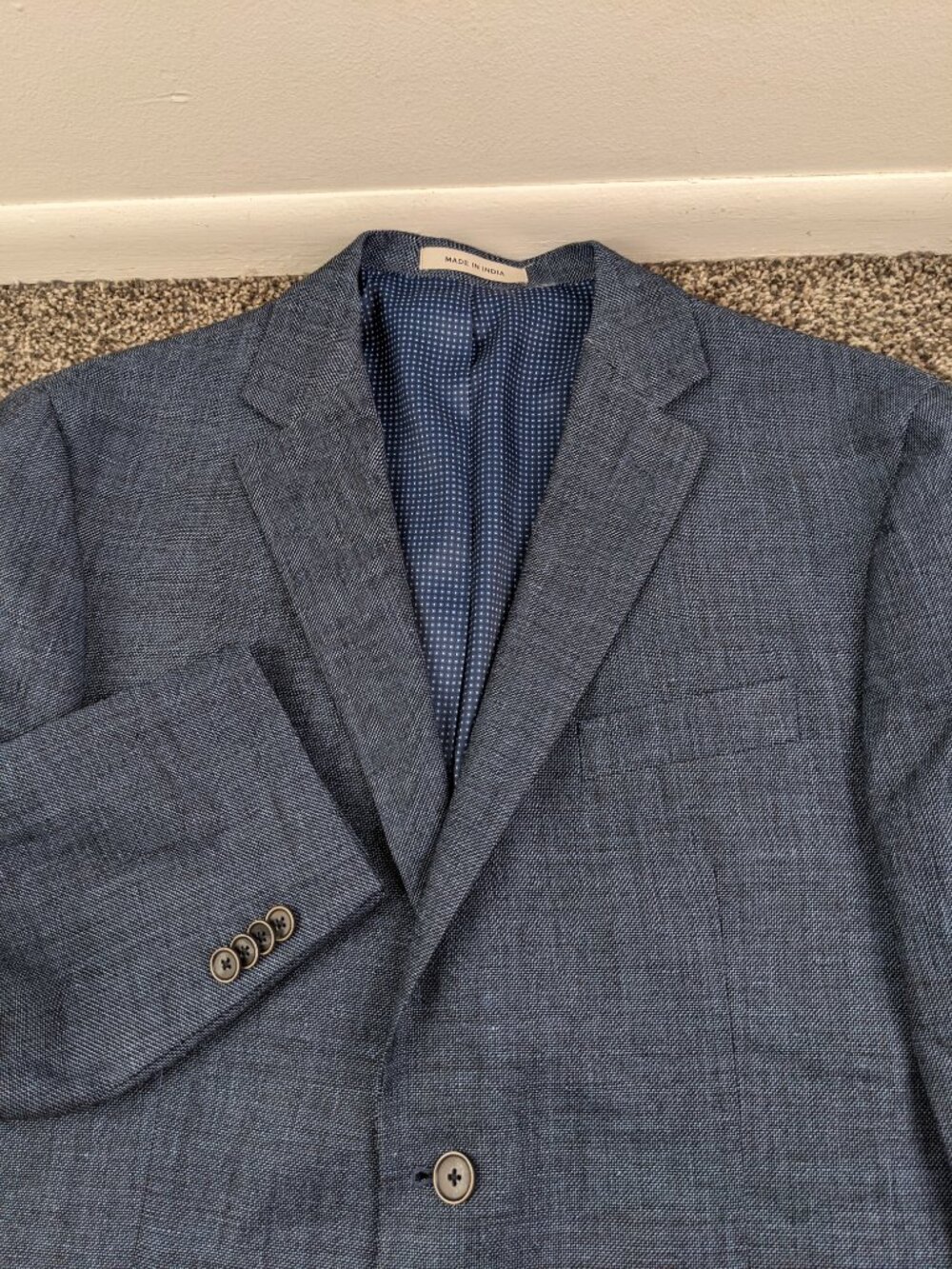 NWT Joseph Abboud Sport Coat Linen Wool Sharkskin Blue 44R Tailored Fit $295